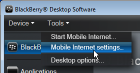 BlackBerry Desktop Software - Mobile Internet Settings