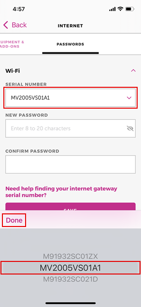 Changing or resetting your Wi Fi password in the mySASKTEL mobile app